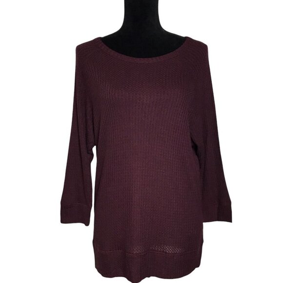 LOFT Outlet Lounge Long Sleeve Top in Burgundy - Size M NWT - Picture 1 of 5